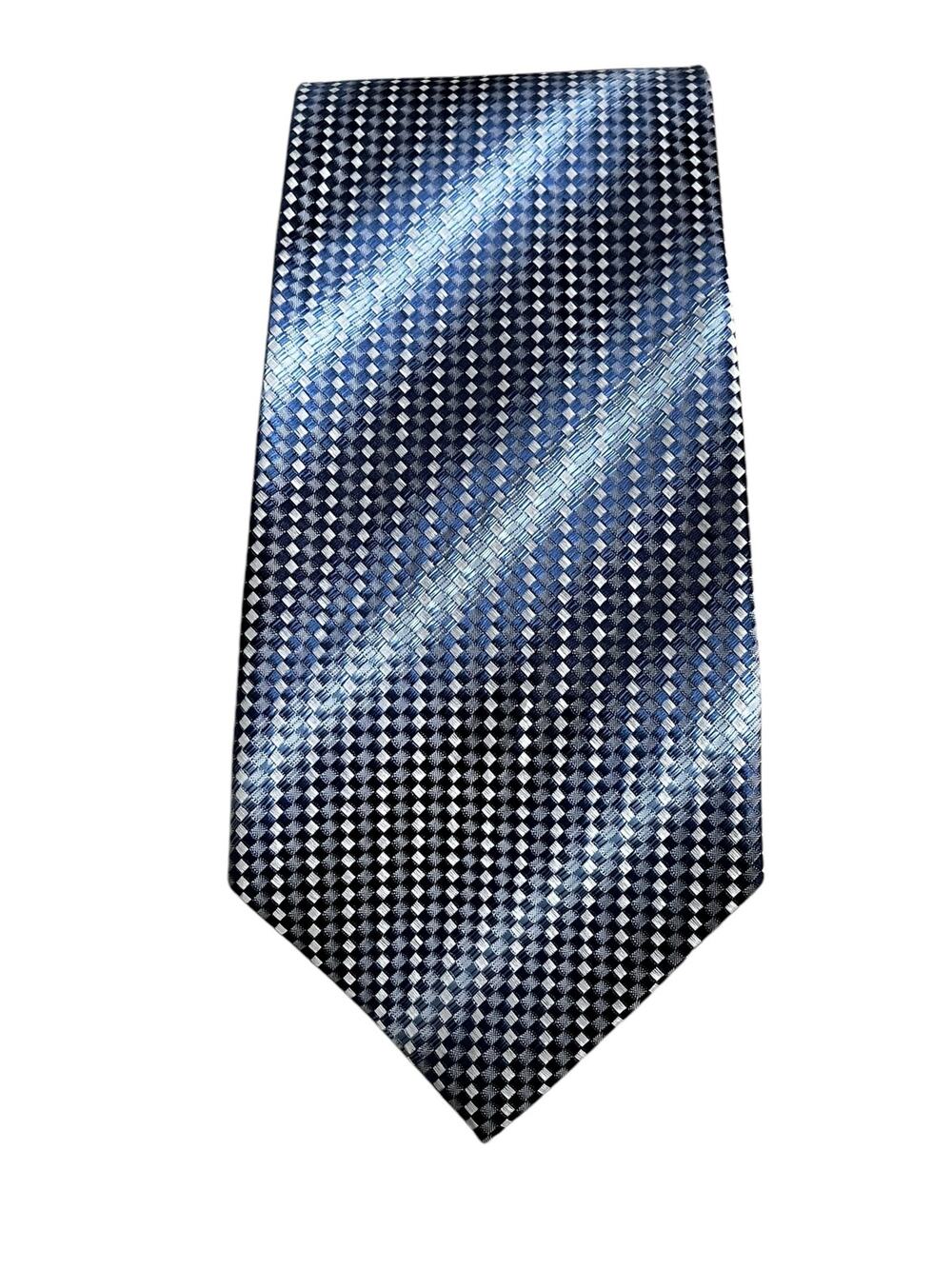 Botinelli Designer Men's 100% Silk Tie Blue Basketweave Pattern